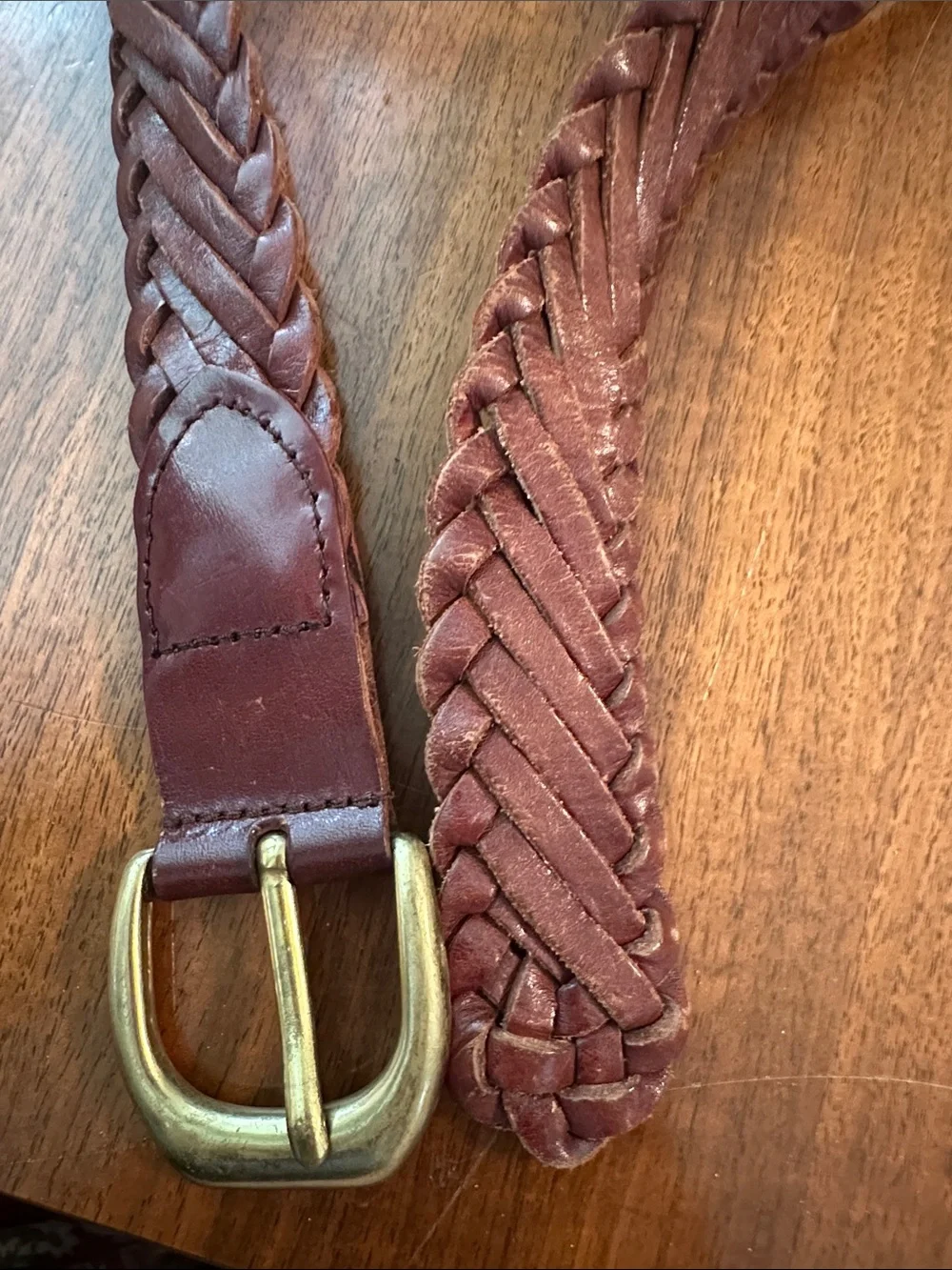 Vintage The Limited Braided Leather Waist Belt in Brown with Gold Buckle